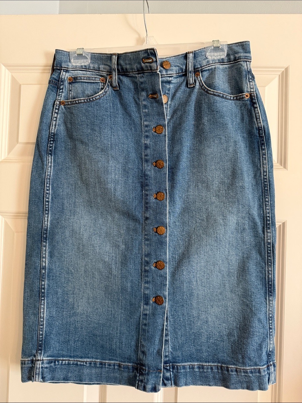 J. Crew Blue Button-Front Denim Pencil Skirt